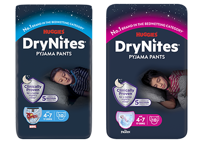 2 packs of huggies drynites pyjama pants age 3-5 that can be used when children are wetting the bed